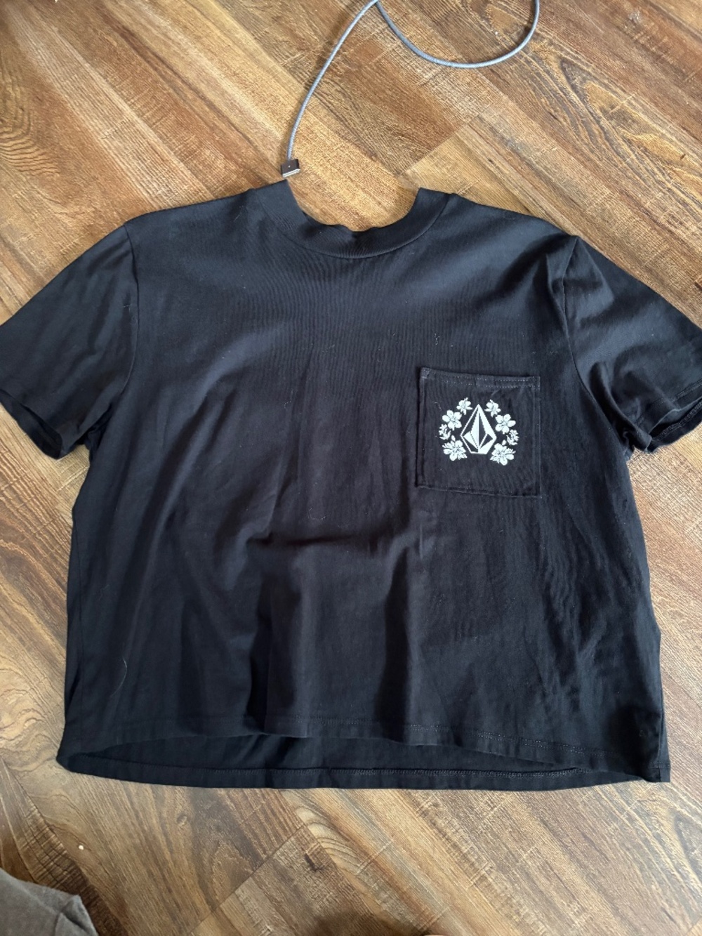WOMENS VANS SHORT SLEEVE CROPPED GRAPHIC LOGO T SHIRT BLACK LARGE